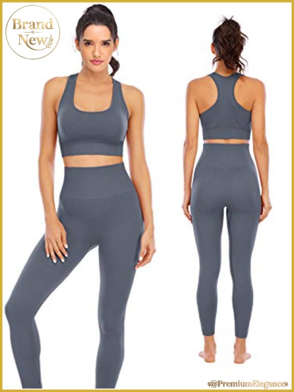 Seamless Workout Set High Waisted Leggings Padded Sports Bra Gym Yoga